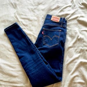 Levi’s high rise super skinny dark jeans